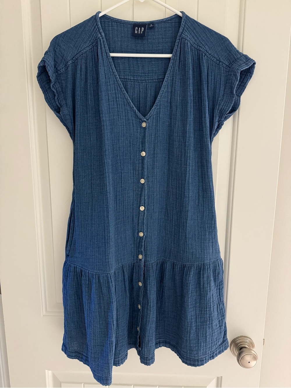 GAP Indigo Button-Front V-Neck Mini Dress size Small